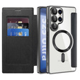 Cu clapetă pentru Samsung Galaxy S25 Ultra, RFID Wallet MagSafe CamShield, negru