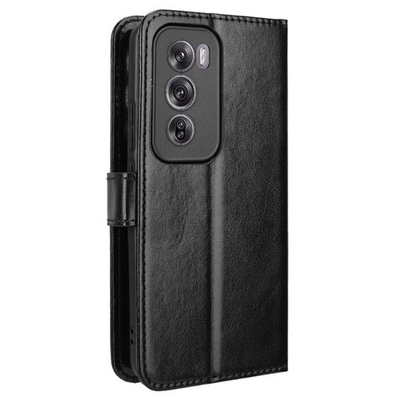Cu clapetă pentru Oppo Reno 12 Pro, Crazy Horse Wallet, negru