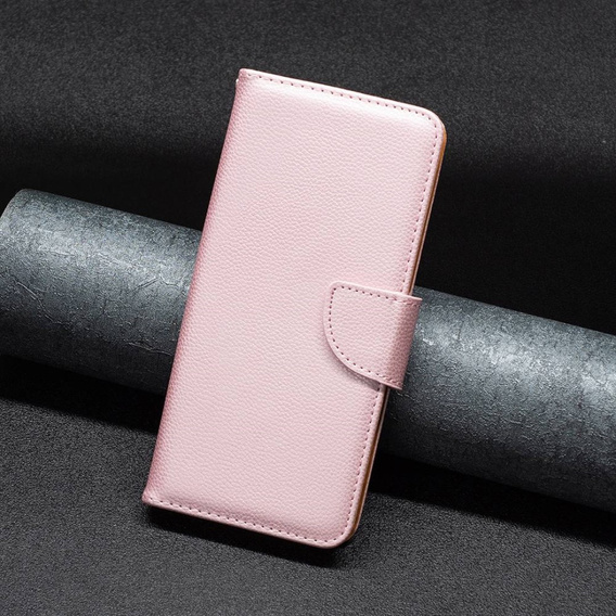 Cu clapetă pentru Samsung Galaxy M33 5G, Wallet Litchi Magnet, roz rose gold