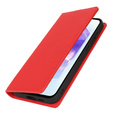 Cu clapetă pentru Samsung Galaxy S25, Litchi Skin Grain, roșu