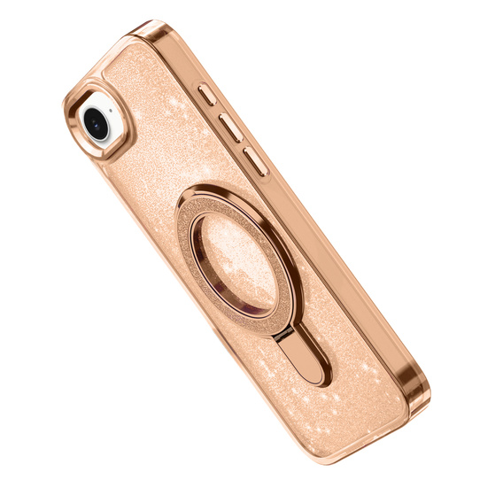 Carcasa iPhone 16e, Glittery Magnetic Kickstand, roz rose gold