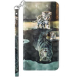 Cu clapetă pentru Oppo A17, Wallet, Cat & Tiger