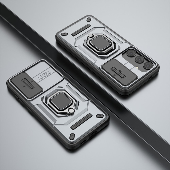Husă pentru Samsung Galaxy S24, KickStand Camera Lens, gri