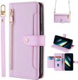 Cu clapetă pentru Xiaomi Poco F6 Pro, Wallet Zipper Pocket, violet
