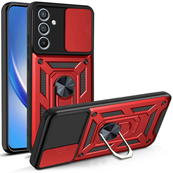 Husă blindată pentru Samsung Galaxy A34 5G, CamShield Slide, roșu