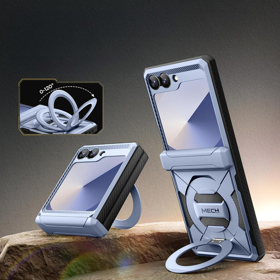 Carcasă Tongate MECH cu MagSafe pentru Samsung Galaxy Z Flip7 FE / Z Flip6, albastru
