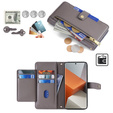Cu clapetă pentru Xiaomi Redmi Note 13 Pro+, Wallet Zipper Pocket, gri