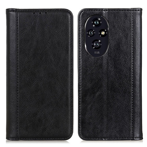 Husa cu clapetă pentru Honor 200 Pro 5G, Split Leather, negru
