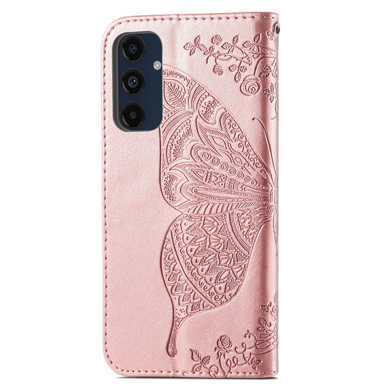 Cu clapetă pentru Samsung Galaxy A16, Butterfly, roz rose gold