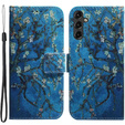 Cu clapetă pentru Samsung Galaxy A14 4G/5G, Wallet, Sakura, albastru