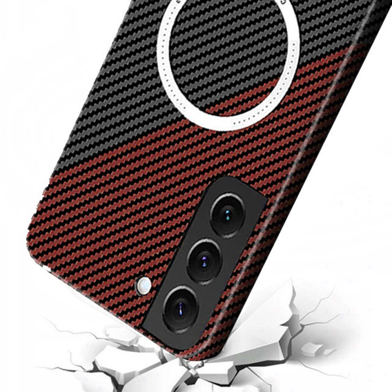 Huse pentru Samsung Galaxy S23, Magsafe Slim Carbon, negru / roșu