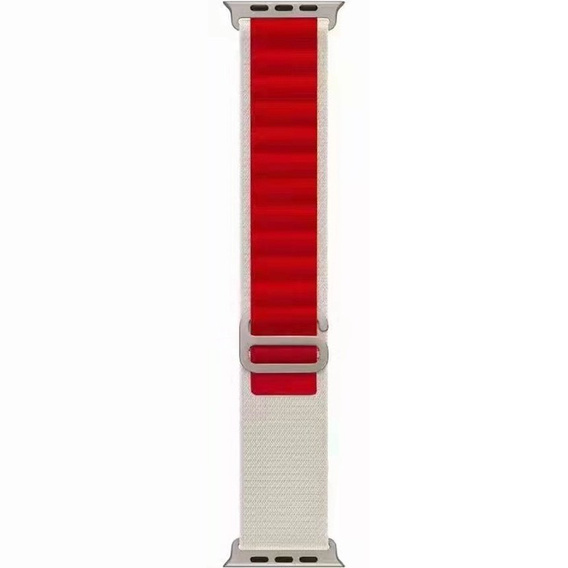 Pasek nylonowy do Apple Watch 1/2/3/4/5/6/7/8/SE/ULTRA 42/44/45/49 MM, Beżowy / Czerwony