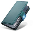 Husă pentru Xiaomi 15, ERBORD Glossy Litchi, portofel cu clapetă, verde