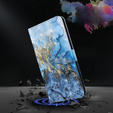 Cu clapetă pentru Oppo A17, Wallet, Marble albastru
