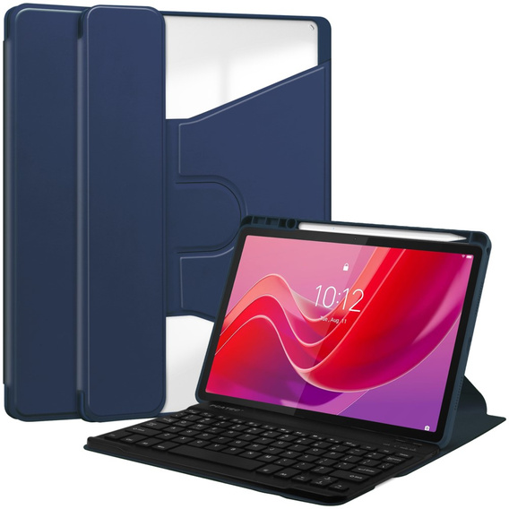 Husă pentru tastatură pentru Lenovo Tab M11, Rotary 360° Leather, albastru închis