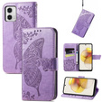 Cu clapetă pentru Motorola Moto G73 5G, Butterfly, violet