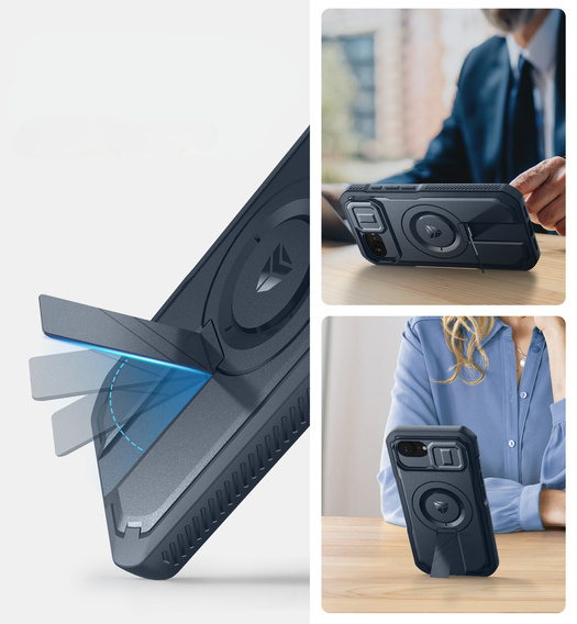 Carcasă blindată pentru iPhone 16e, Dexnor CamProtect MagSafe, albastru