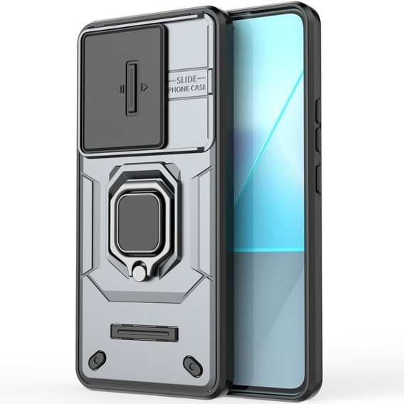 Husă pentru Xiaomi Redmi Note 13 Pro 5G, KickStand Camera Lens, gri