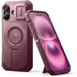 Carcasă blindată pentru iPhone 16, Dexnor CamProtect MagSafe, maroon