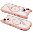 Husă pentru iPhone 13 / iPhone 14, pentru MagSafe, Cute Cat, roz + sticlă pentru ecran
