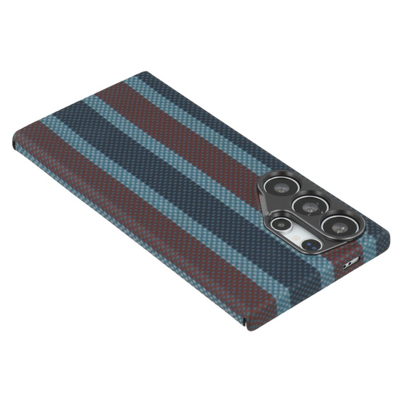 Carcasă pentru Samsung Galaxy S24 Ultra, Aramid Fiber Slim Case, pentru MagSafe, albastru / roșu