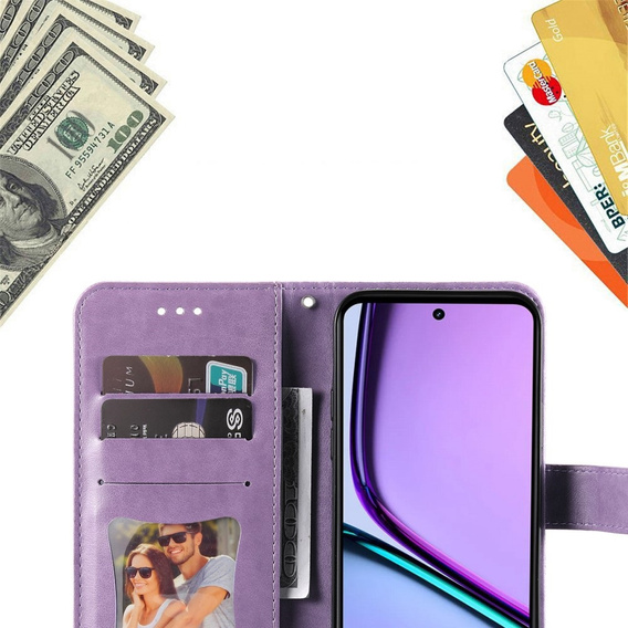 Cu clapetă pentru Realme C67, Mandala, violet