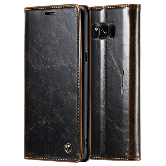 Carcasă flip CASEME pentru Samsung Galaxy S8, Waxy Textured, cafea