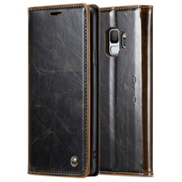 Carcasă flip CASEME pentru Samsung Galaxy S9, Waxy Textured, cafea