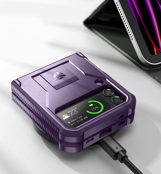 Husa blindată pentru Samsung Galaxy Z Flip 4 5G, Dexnor Clip Holder, violet