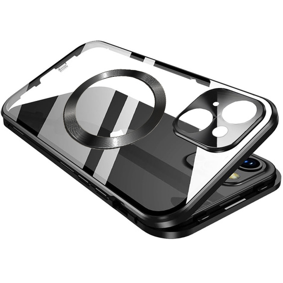 Carcasa Magnetic Dual Glass MagSafe pentru iPhone 15, negru