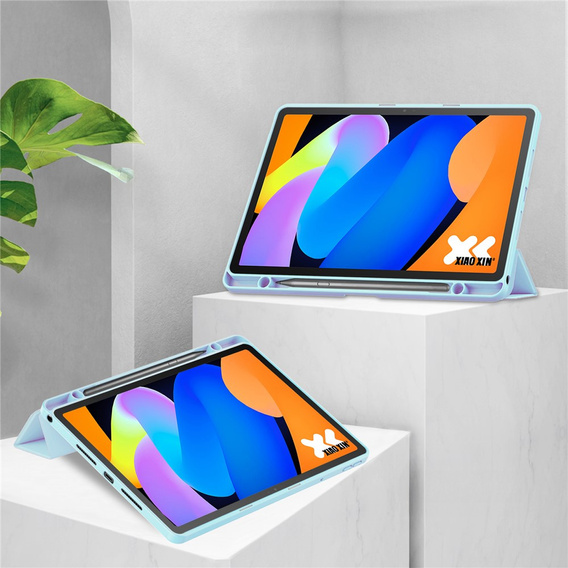 Husă pentru Lenovo Idea Tab 11" 2025 TB336FU TB336ZU, cu spate transparent și suport pentru stylus, albastru