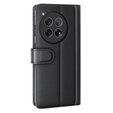 Husa cu clapetă pentru OnePlus 12 5G, Split Leather, negru