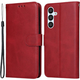 Cu clapetă pentru Samsung Galaxy A54 5G, Leather Wallet, roșu