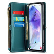 Husă CASEME pentru Samsung Galaxy A55 5G, RFID Leather Wallet, cu curea de umăr, verde