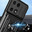 Husă blindată pentru Xiaomi Redmi Note 13 Pro 4G / Xiaomi Redmi Note 14S / Xiaomi Poco M6 Pro 4G, Camera Slide Card Slot, negru