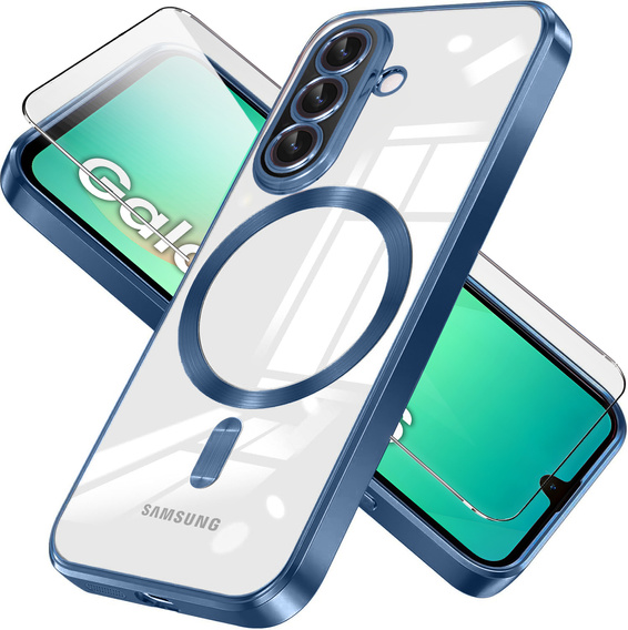 Husă pentru Samsung Galaxy A26, Electro MagSafe, albastru închis + Sticlă pentru ecran