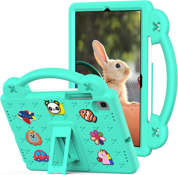Husă pentru copii pentru Samsung Galaxy Tab S6 Lite 10.4 2020/2022 / Tab A7 2020 T500 / T505 / Tab S6 T860/T865, Cute Patterns, cu suport, verde