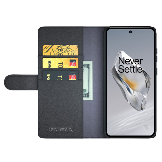 Husa cu clapetă pentru OnePlus 12 5G, Split Leather, negru