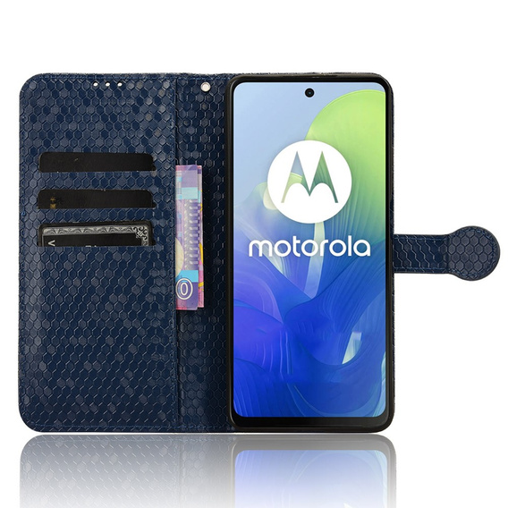 Husa cu clapetă pentru Motorola Moto G24 / G24 Power / G04, Wallet Rhombus, albastru