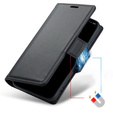 Husă pentru Xiaomi Poco F7 Pro, ERBORD Glossy Litchi, portofel cu clapetă, negru