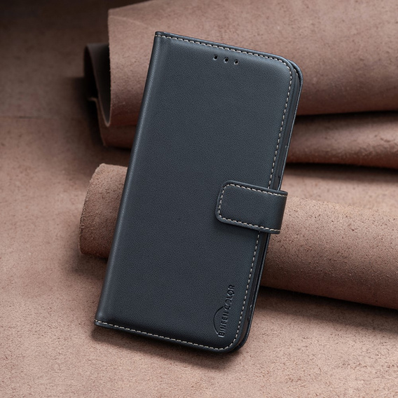 Husa cu clapetă pentru Xiaomi Redmi Note 13 Pro 4G, BINFEN Wallet, negru