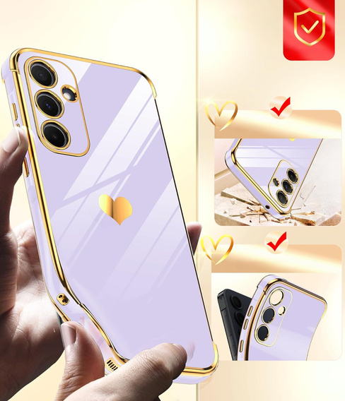 Huse pentru Samsung Galaxy A54 5G, Electro heart, violet + 2x sticlă 9H