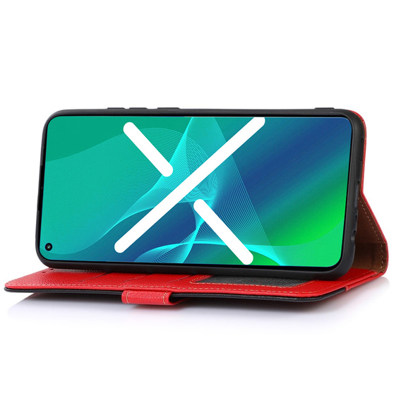 Cu clapetă pentru Motorola Moto G73 5G, KHAZNEH RFID, roșu / negru