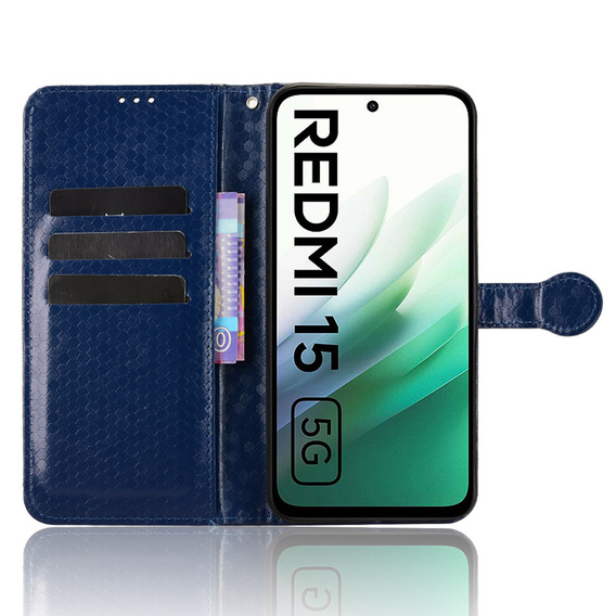 Carcasă Flap pentru Xiaomi Redmi 15 5G / 4G, Wallet Rhombus, albastru