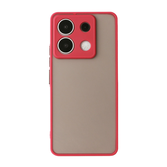 Carcasă din silicon pentru Xiaomi Redmi Note 13 Pro 5G, cu protecție pentru camera foto, transparent / roșu + sticlă călită 9H