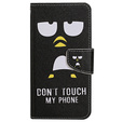 Cu clapetă pentru Xiaomi Redmi 13C / Poco C65, Wallet, Don't Touch My Phone, negru