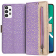 Carcasă cu clapetă pentru Samsung Galaxy A52 / A52s, Wallet Pocket Zipper Lace, violet