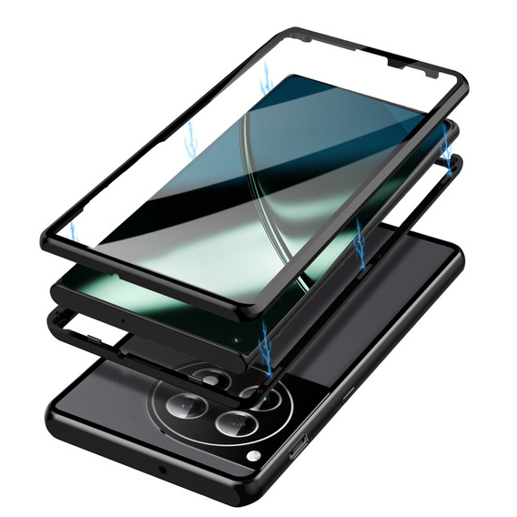 Husa pentru OnePlus 12 5G, Magnetic Dual Glass, negru