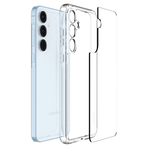 Carcasa Spigen pentru Samsung Galaxy A55 5G, Ultra Hybrid, transparentă + sticlă temperată 9H