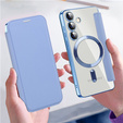 Cu clapetă pentru Samsung Galaxy S24, RFID Wallet MagSafe CamShield, albastru